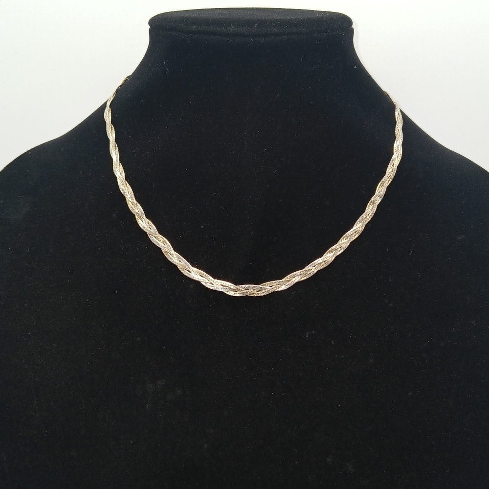 Vintage Sterling Silver Braided Necklace 9.58 grams 4.4mm 8.5" - Picture 1 of 3